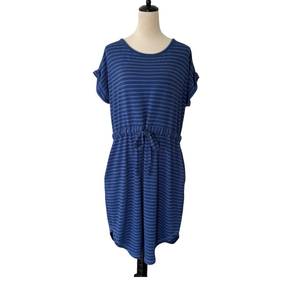 T by Talbots Stripe Drawstring Waist Midi‎ Athleisure Dress Golf Pickleball XLP